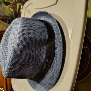 Stylish Blue Fedora Hat with Black Band